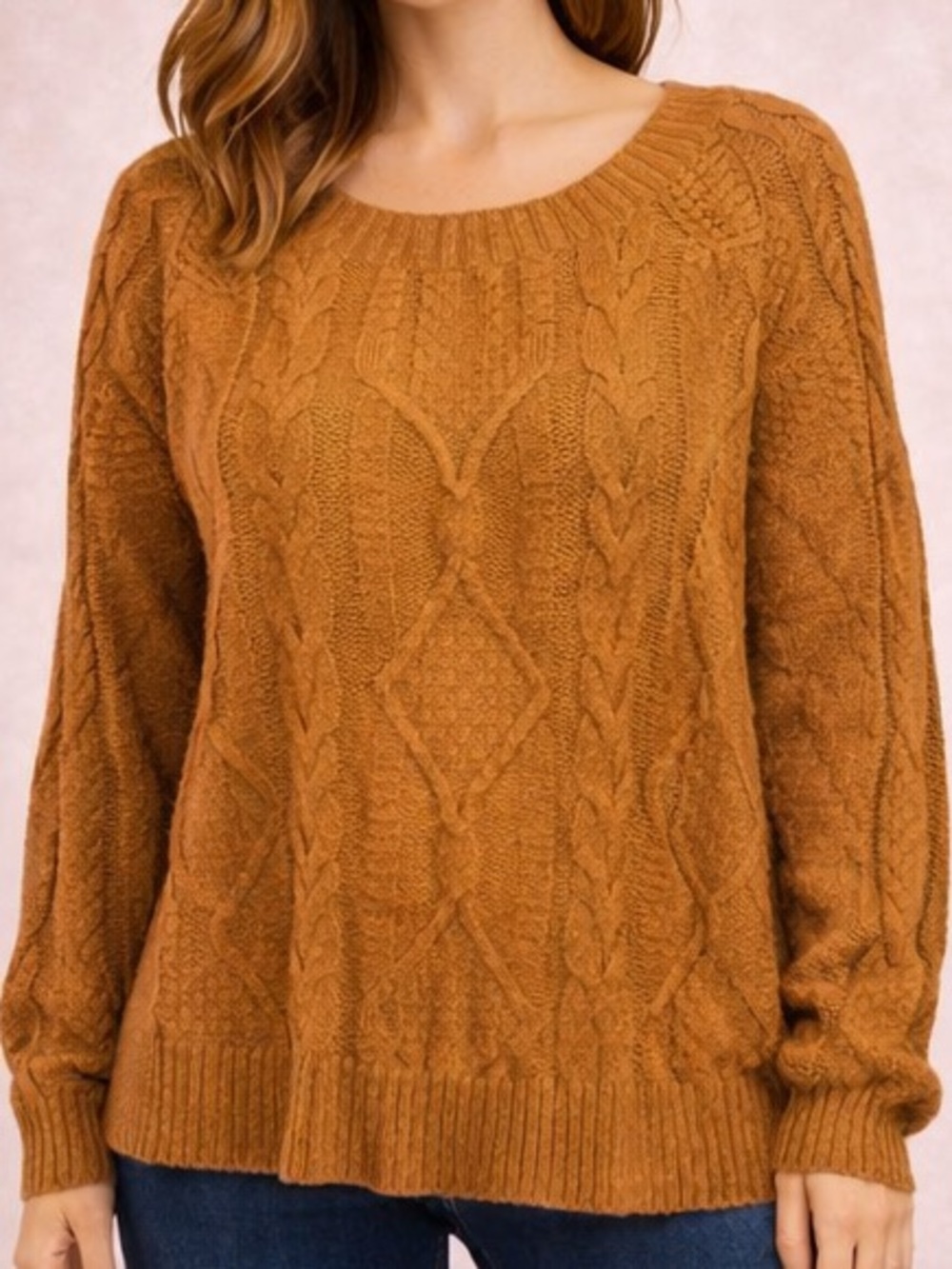 Women’s Plus Size Rust Orange Cable Knit Sweater - Size 3X